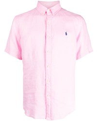 Мужская розовая льняная футболка-поло от Polo Ralph Lauren
