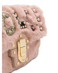 Розовая меховая сумка через плечо от Dolce & Gabbana