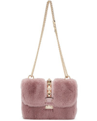 Розовая меховая сумка через плечо от Valentino