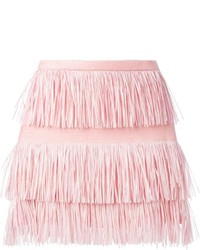 Розовая мини-юбка c бахромой