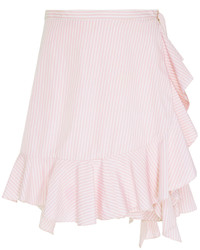 Розовая мини-юбка с рюшами