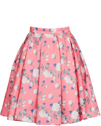 Розовая пышная юбка с цветочным принтом