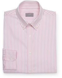 Розовая рубашка с длинным рукавом в вертикальную полоску