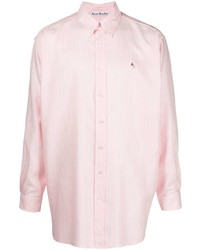 Мужская розовая рубашка с длинным рукавом в вертикальную полоску от Acne Studios