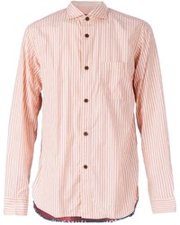 Мужская розовая рубашка с длинным рукавом в вертикальную полоску от Comme des Garcons