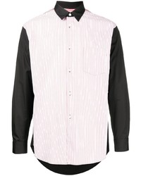 Мужская розовая рубашка с длинным рукавом в вертикальную полоску от Comme Des Garcons SHIRT