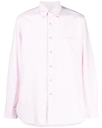 Мужская розовая рубашка с длинным рукавом в вертикальную полоску от D4.0