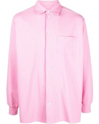 Мужская розовая рубашка с длинным рукавом в вертикальную полоску от Jacquemus
