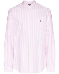 Мужская розовая рубашка с длинным рукавом в вертикальную полоску от Polo Ralph Lauren