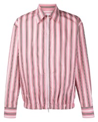 Мужская розовая рубашка с длинным рукавом в вертикальную полоску от PT TORINO