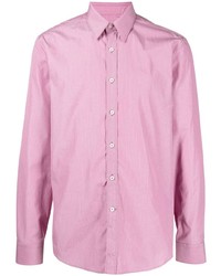 Мужская розовая рубашка с длинным рукавом в вертикальную полоску от Salvatore Ferragamo