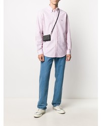 Мужская розовая рубашка с длинным рукавом в вертикальную полоску от Polo Ralph Lauren