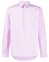 Мужская розовая рубашка с длинным рукавом в вертикальную полоску от Sun 68