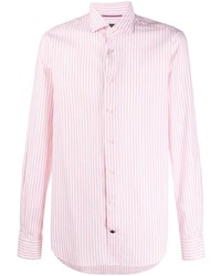 Мужская розовая рубашка с длинным рукавом в вертикальную полоску от Tommy Hilfiger