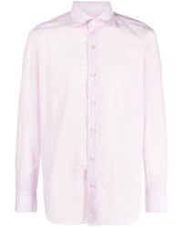 Мужская розовая рубашка с длинным рукавом в горошек от Finamore 1925 Napoli