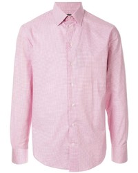 Мужская розовая рубашка с длинным рукавом в клетку от Emporio Armani
