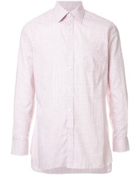 Мужская розовая рубашка с длинным рукавом в клетку от Gieves & Hawkes