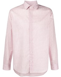Мужская розовая рубашка с длинным рукавом в мелкую клетку от Altea