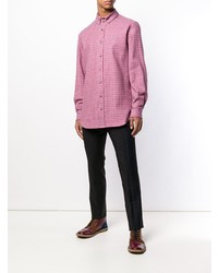 Мужская розовая рубашка с длинным рукавом в мелкую клетку от Vivienne Westwood