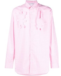 Мужская розовая рубашка с длинным рукавом в мелкую клетку от Comme Des Garcons SHIRT