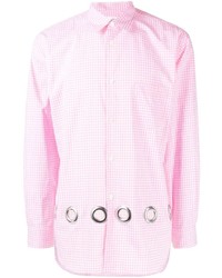 Мужская розовая рубашка с длинным рукавом в мелкую клетку от Comme Des Garcons SHIRT