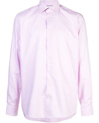 Мужская розовая рубашка с длинным рукавом в мелкую клетку от Eton