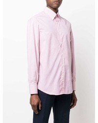Мужская розовая рубашка с длинным рукавом в мелкую клетку от Brunello Cucinelli