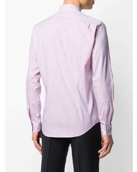 Мужская розовая рубашка с длинным рукавом в мелкую клетку от Paul Smith