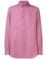 Мужская розовая рубашка с длинным рукавом в мелкую клетку от Vivienne Westwood