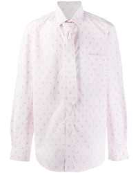 Розовая рубашка с длинным рукавом с вышивкой