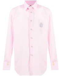 Мужская розовая рубашка с длинным рукавом с вышивкой от Billionaire