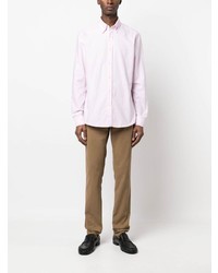 Мужская розовая рубашка с длинным рукавом с вышивкой от BOSS