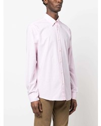 Мужская розовая рубашка с длинным рукавом с вышивкой от BOSS
