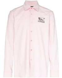 Мужская розовая рубашка с длинным рукавом с вышивкой от Raf Simons