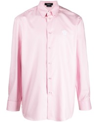 Мужская розовая рубашка с длинным рукавом с вышивкой от Versace