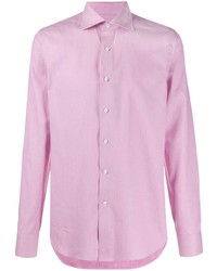 Мужская розовая рубашка с длинным рукавом с геометрическим рисунком от Canali