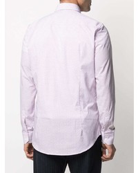 Мужская розовая рубашка с длинным рукавом с геометрическим рисунком от Moschino