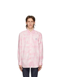 Розовая рубашка с длинным рукавом с принтом тай-дай
