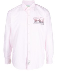 Мужская розовая рубашка с длинным рукавом с принтом от Aries