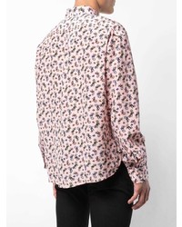 Мужская розовая рубашка с длинным рукавом с принтом от Saint Laurent