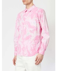 Мужская розовая рубашка с длинным рукавом с принтом от Comme Des Garcons Homme Plus