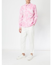 Мужская розовая рубашка с длинным рукавом с принтом от Comme Des Garcons Homme Plus