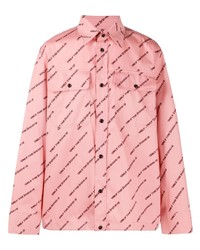 Мужская розовая рубашка с длинным рукавом с принтом от Diesel