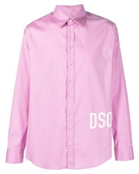 Мужская розовая рубашка с длинным рукавом с принтом от DSQUARED2
