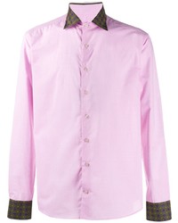 Мужская розовая рубашка с длинным рукавом с принтом от Etro
