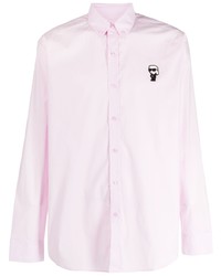 Мужская розовая рубашка с длинным рукавом с принтом от Karl Lagerfeld