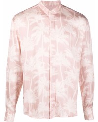 Мужская розовая рубашка с длинным рукавом с принтом от Laneus