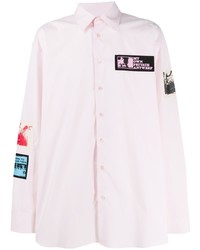 Мужская розовая рубашка с длинным рукавом с принтом от Raf Simons