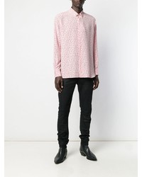 Мужская розовая рубашка с длинным рукавом со звездами от Saint Laurent