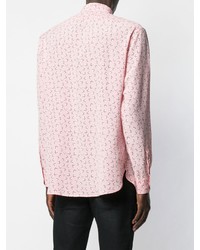 Мужская розовая рубашка с длинным рукавом со звездами от Saint Laurent